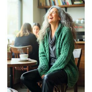 Hand Knit Green Cable Knit Cardigan L